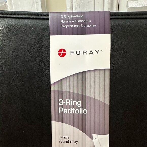 Foray 3 Ring Black Faux Leather Padfolio Binder 1” Ring NEW 13” x 11” Organizer - Picture 2 of 9